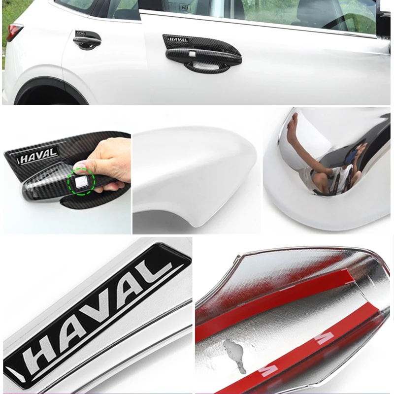 Car Outer Door Handle Catch Cover Trim Cap Door Bowl Protection Trim Sticker For Haval H6 3rd Gen 2021 2022 2023 GT DHT-PHEV