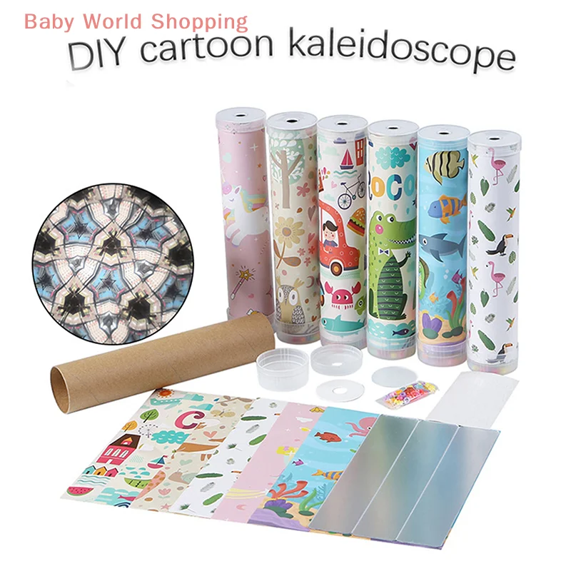 Kit caleidoscopio rotante fai-da-te Cartone animato fatto a mano Caleidoscopio Giocattoli Scienza educativa Giocattoli artigianali per bambini Regali per bambini