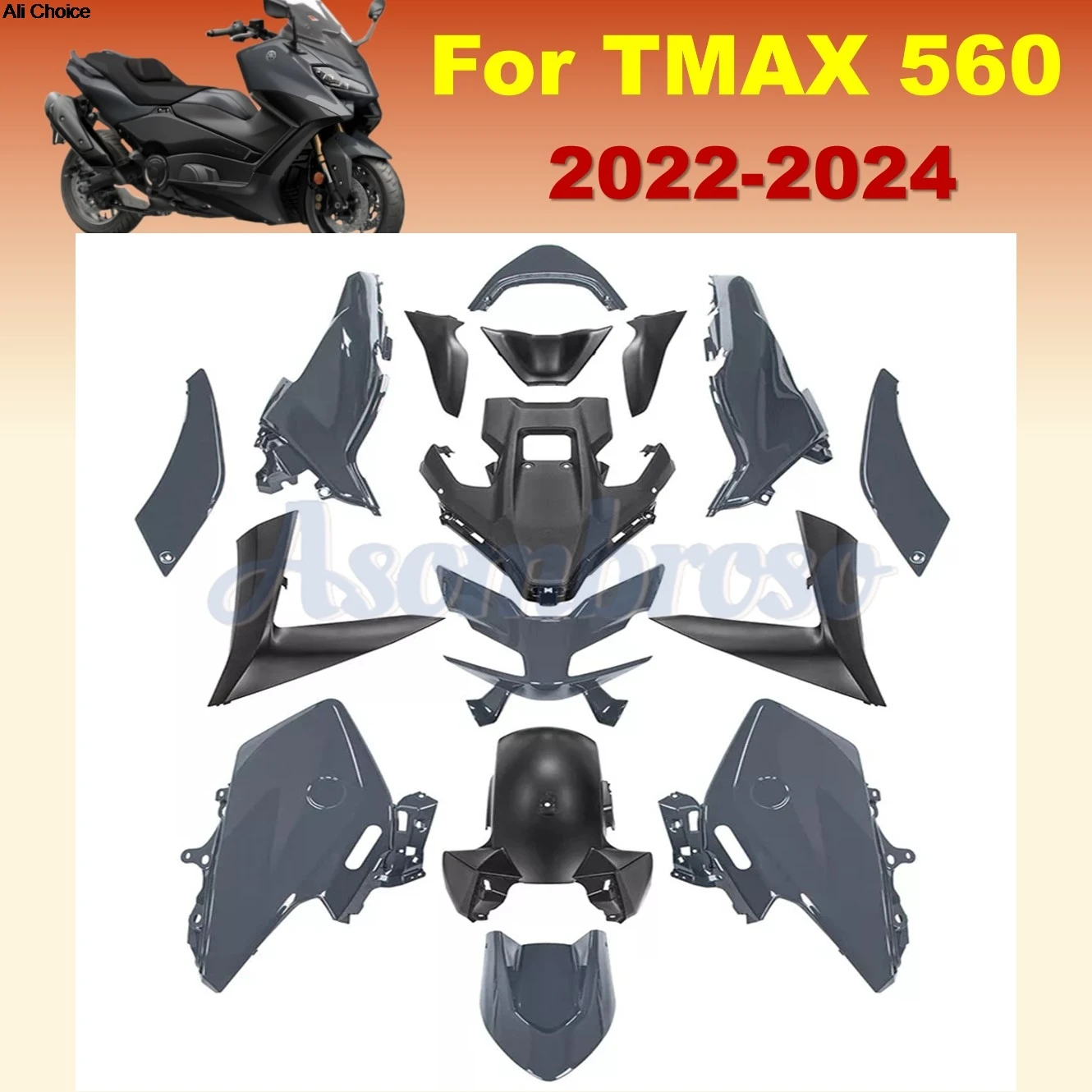 TMAX560 2022-2024 2023 Für Yamaha Pedal Moto Komplettes Verkleidungsset Tmax-560 22-24 Nardo Grau Farbverkleidungsset