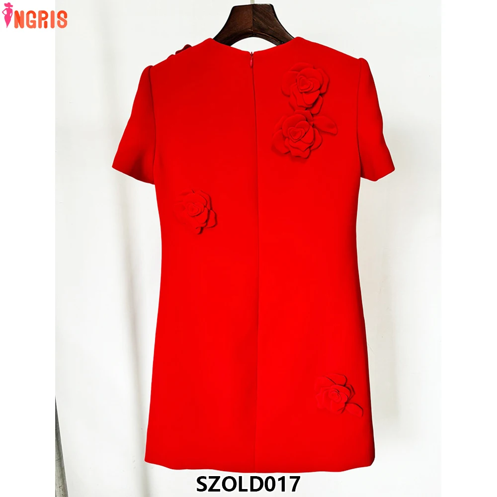 

High Quality Beauty Casual Dress Red Short Sleeve Plus Size Ladies Summer Casual Dress-SZOLD017