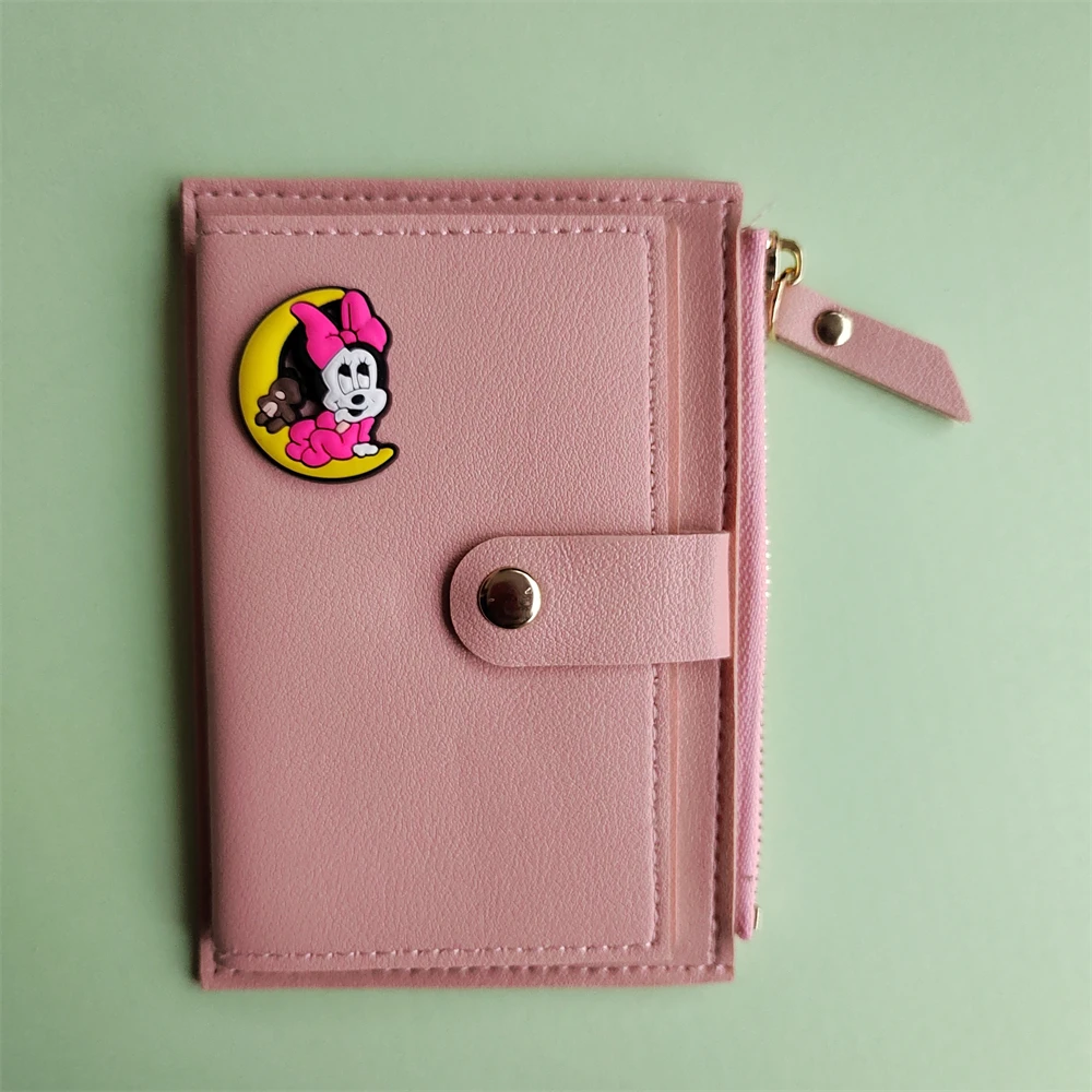 [1Pcs ] Disney Credit Band ID Card Holder Man Woman Youth Ladies Fashion Mini Purse Mickey Minnie Mouse Stitch Pooh Fancy Wallet