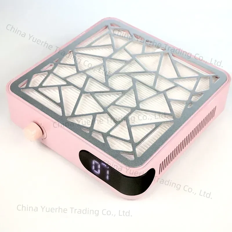 

New Nail Vacuum Cleaner with Pink AB Rhinestones Brushless Extractors 3500RPM Rechargeable Portable Nail Dust Collector