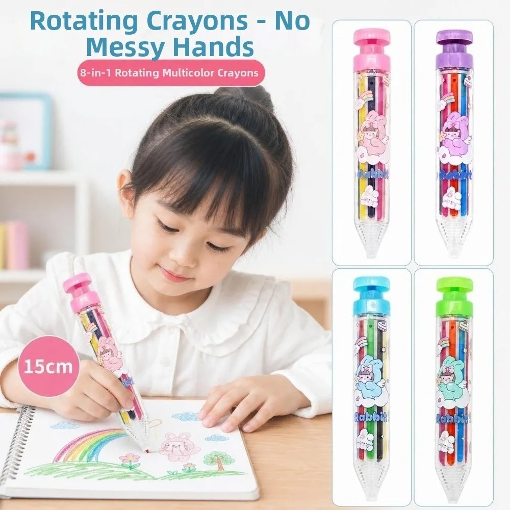 Painting Supplies 8in1 Multicolor Crayons 8-Color Creative Graffiti Tool Push Style Cartoon Painting Pens Student