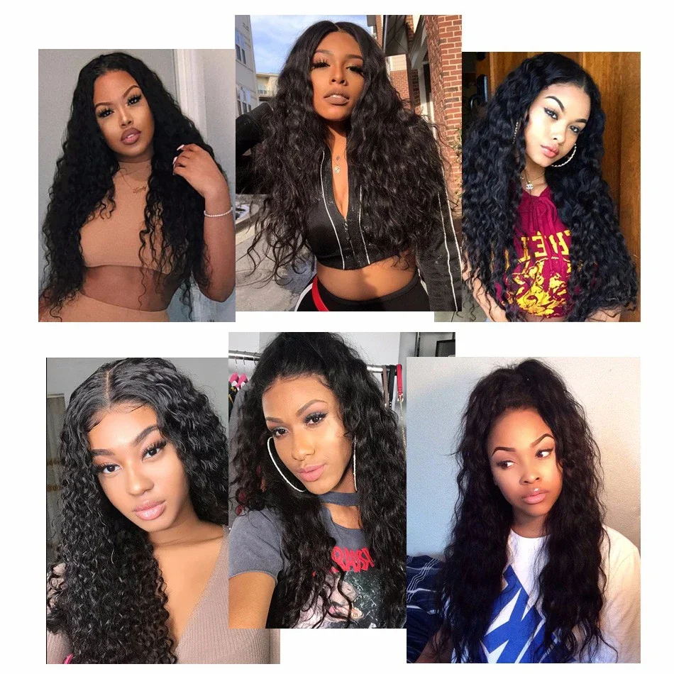 12A Water Wave Bundles With Frontal Wet and Wavy Virgin Curly Loose Deep Wave 100% Human Hair Bundles With Closure Peruvian Hair