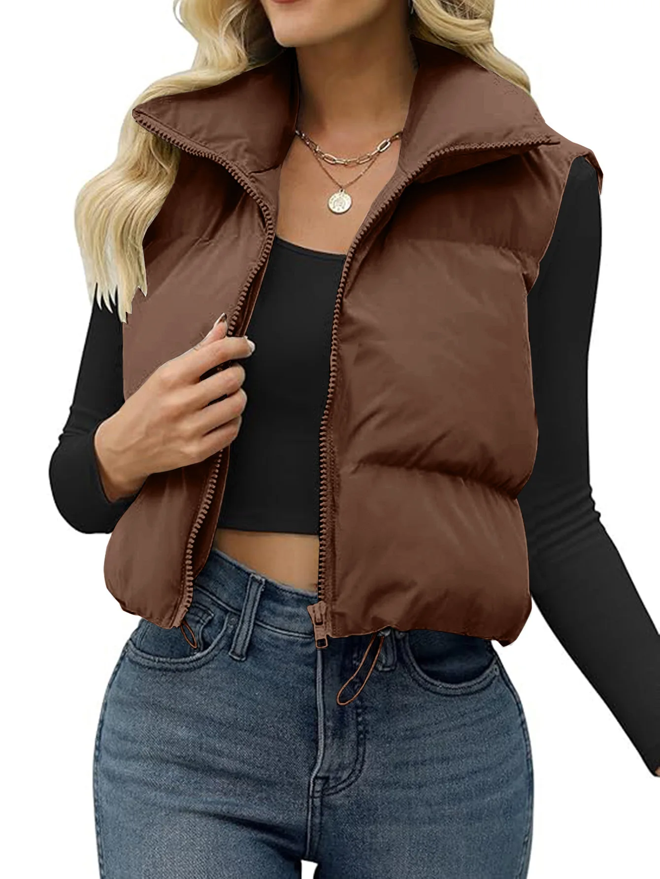 

Женский короткий зимний пуховый жилет, легкий, компактный, стеганый, без рукавов, из искусственного пуха, укороченный, теплый, безрукавка