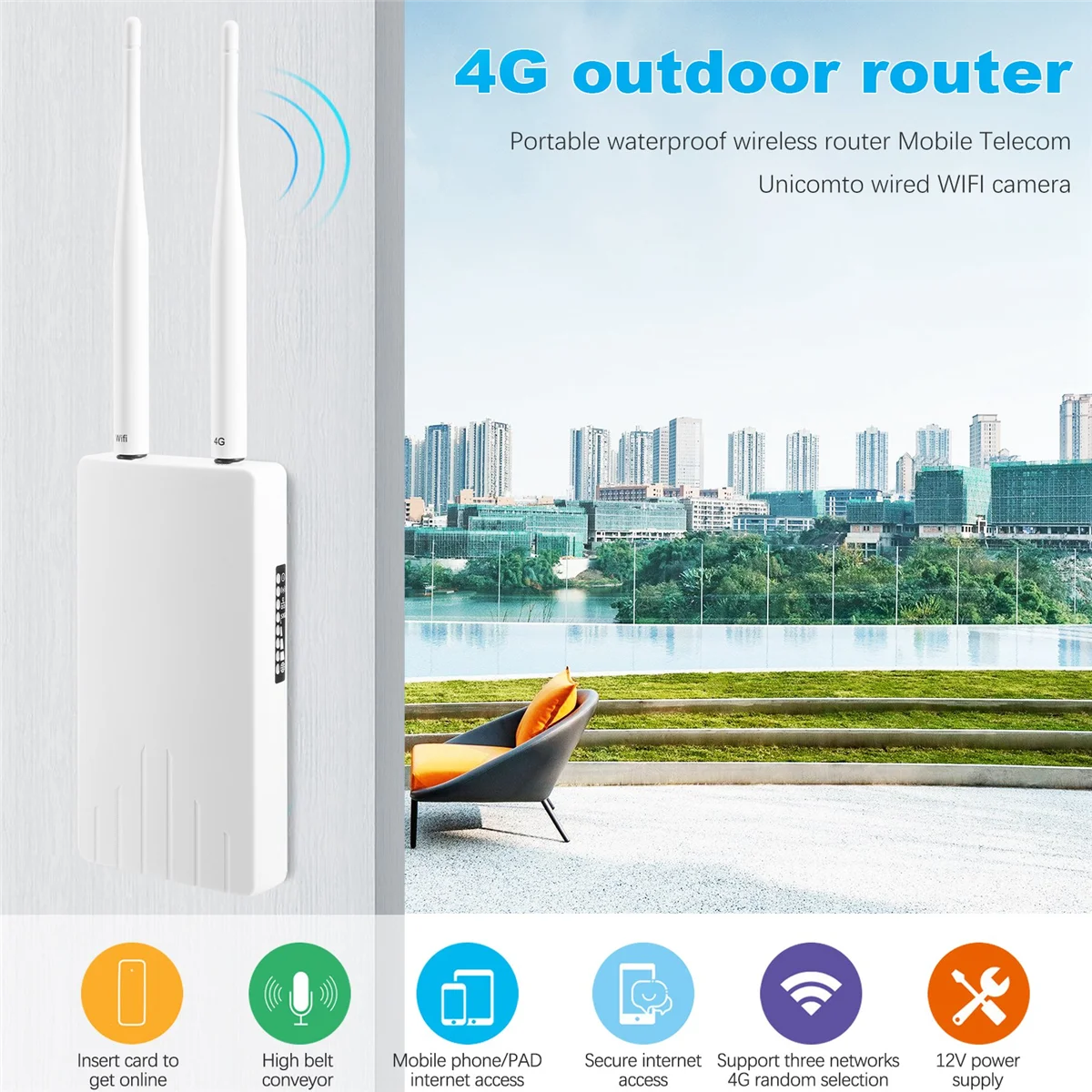 4G LTE Wireless AP Wifi Router Hotspots CAT4 Outdoor LAN WAN SMA Antenna SIM Card Slot Unlock Modem Cpe Broadband