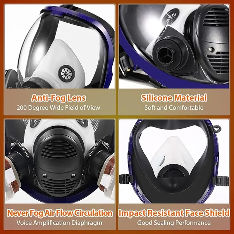 Chemical Mask 6800 27 in 1 Gas Mask Dustproof Respirator Paint Pesticide Spray Silicone Full Face Filters For Laboratory Welding