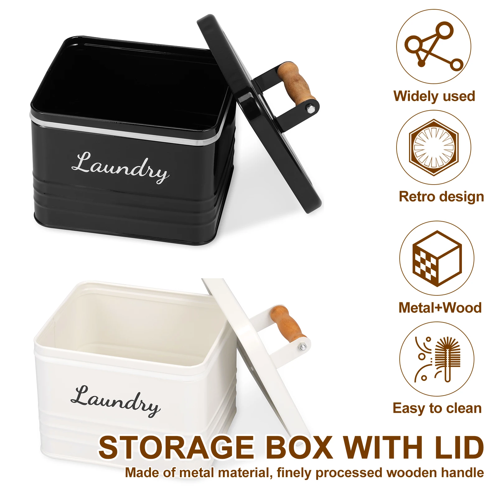 

Wooden Laundry Beads Storage Box Laundry Large Capacity Scent Beads Organizer Holder With Metal Cover Household