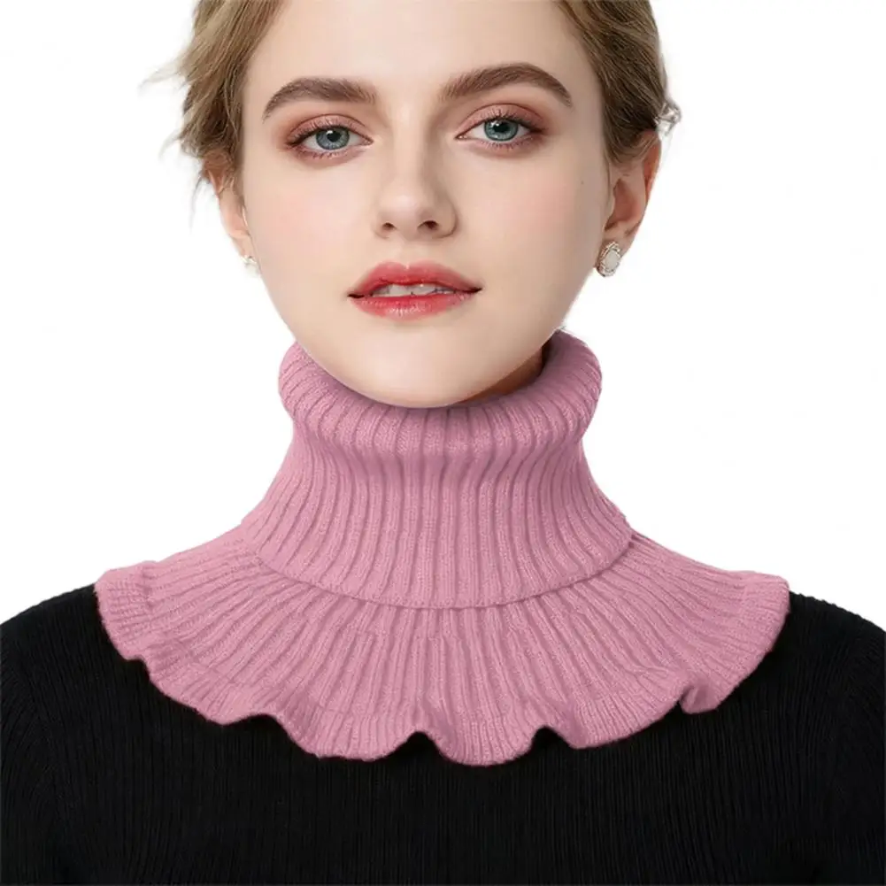 

Fake Collar Scarf Detachable High Collar Solid Color Knitted Turtleneck Scarves Collar Insert Fashion Accessory