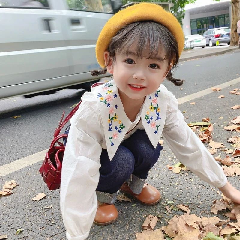 Girls' Autumn and Spring New Style Clothing Children's Korean Version Floral Doll Shirt Fashionable Baby Long Sleeved Top - view 3