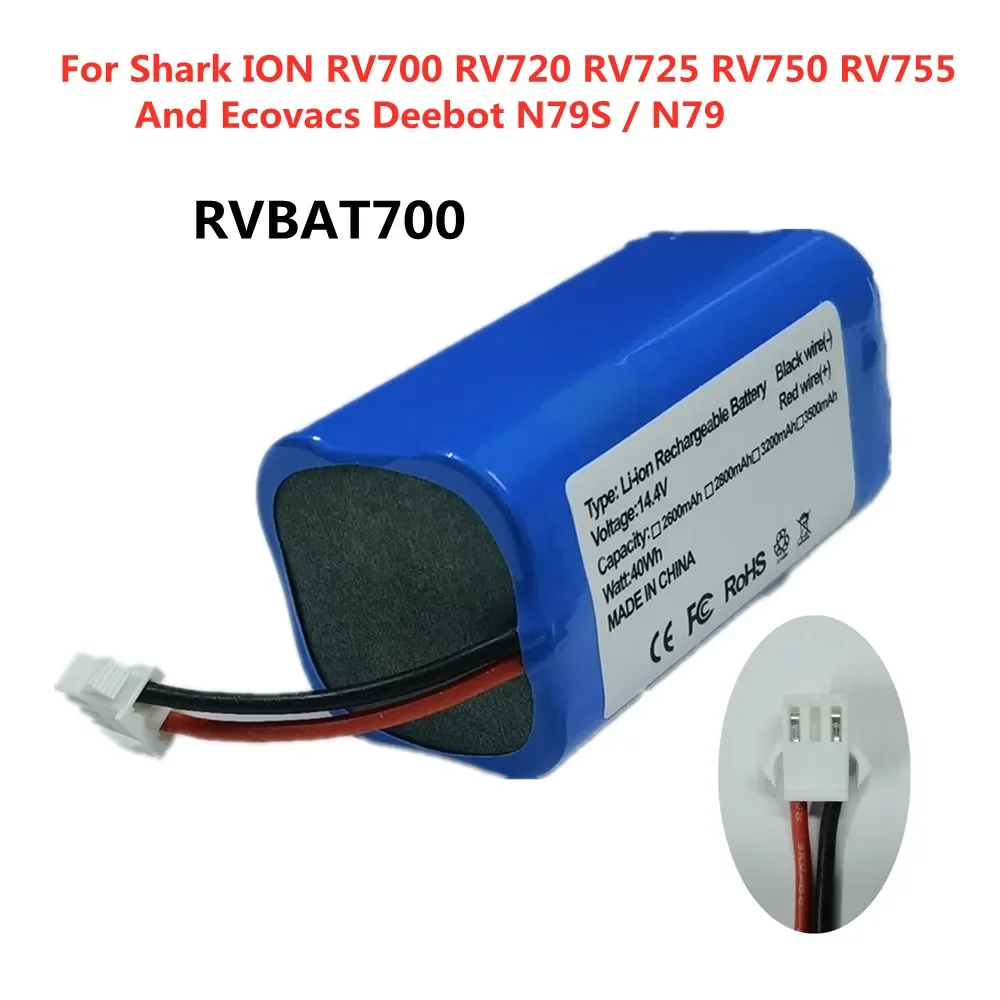 Replacement RVBAT700 For Shark ION RV700 RV720 RV725 RV750 RV755 and Ecovacs Deebot N79S N79 Robot Vacuum Cleaner Batteries