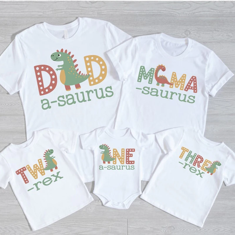 

Donuts Dinos Birthday Matching Family Shirts -Dino Girl Dinosaur Birthday Girl Mommy Saurus Daddy Saurus Family Birthday T-shirt