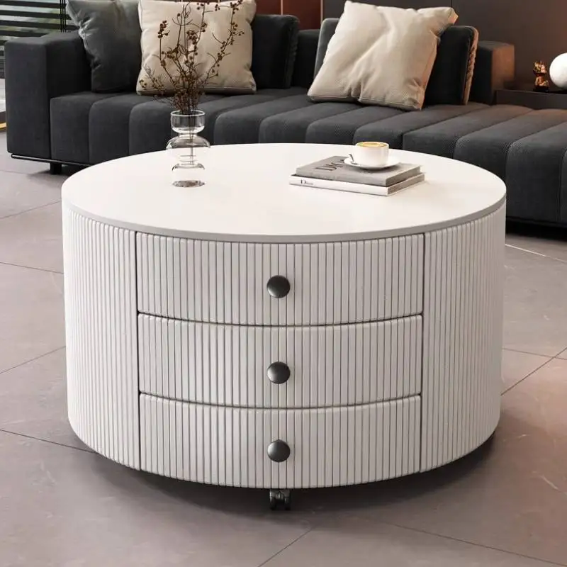 Mesa de centro de decoración europea, mesa de centro moderna negra, mini mesa de centro de lujo, mesa redonda que ahorra espacio, muebles para sala de estar