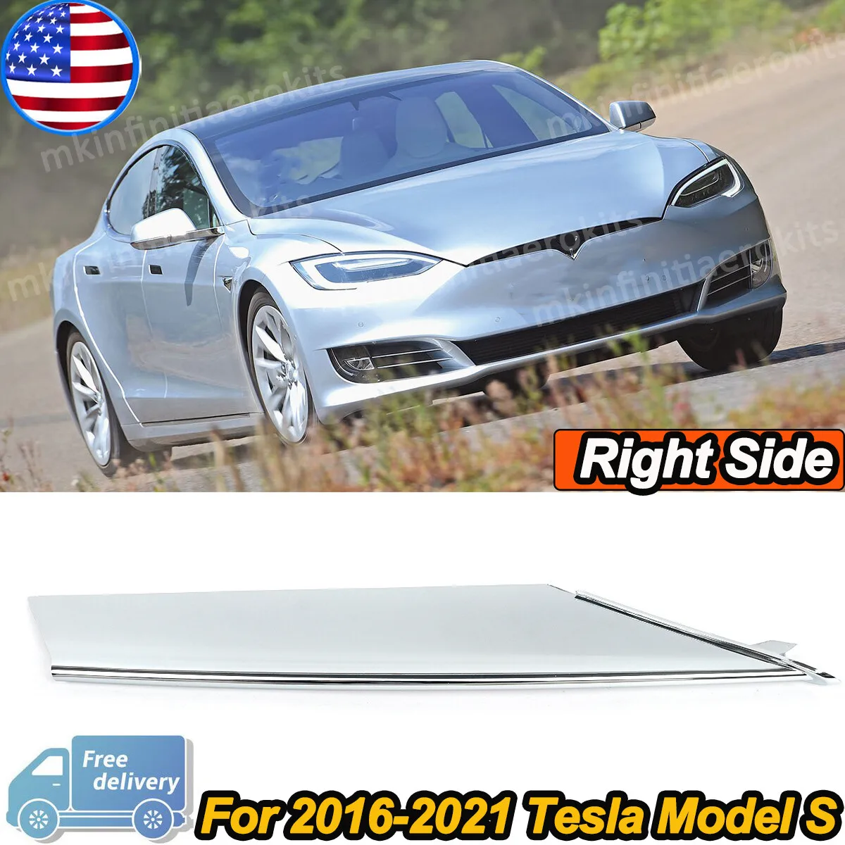 

Накладка жалюзи противотуманной фары для Tesla Model S 2016 2017 2018 2019 2020 2021, правая нижняя крышка противотуманной фары, детали 1079638-00-A