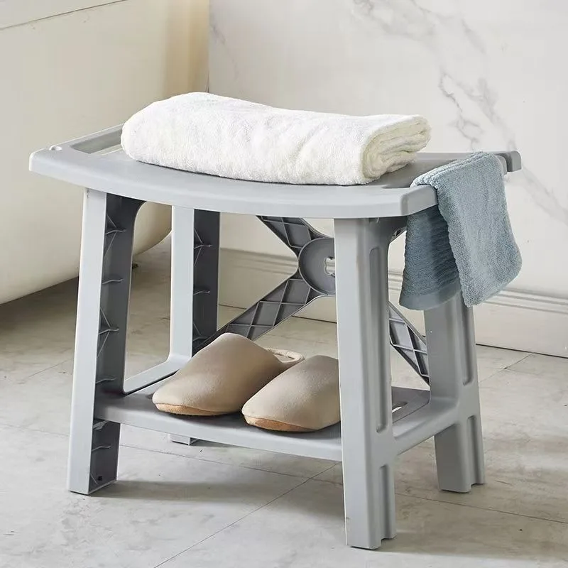 Bath stool storage anti slip low stool, elderly pregnant women and children labor-saving shower stool, home bench, shoe changing