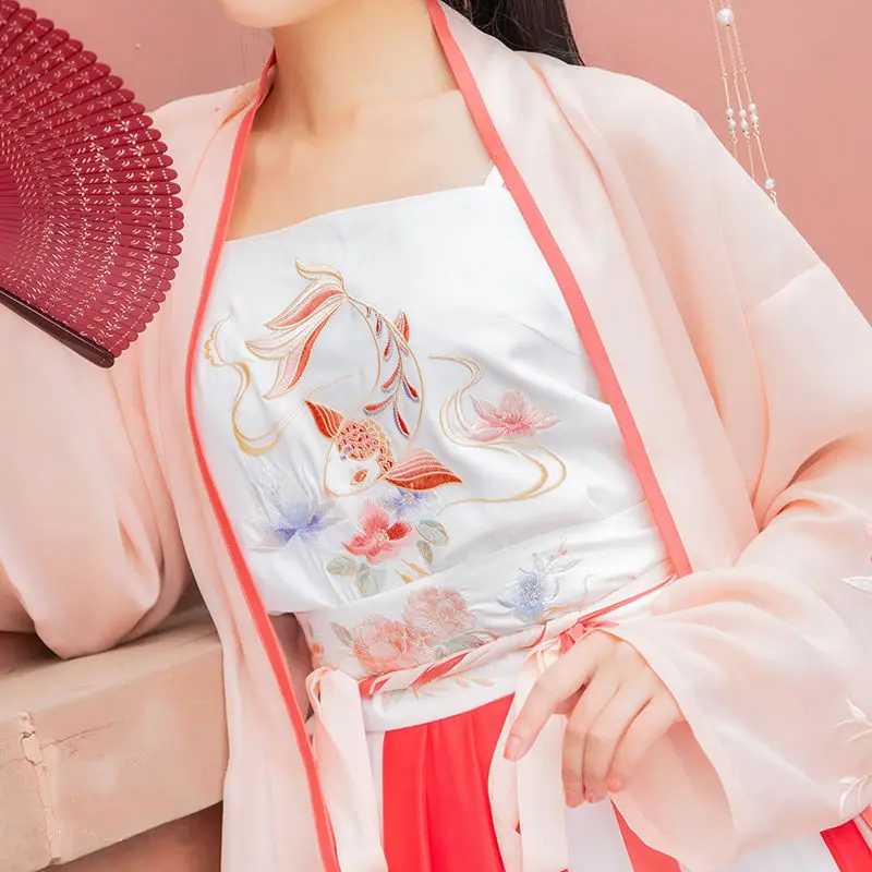 2023 canottiere cinesi camicetta tradizionale cinese senza maniche ricamo camicia coulisse hanfu ragazze canotte stile etnico gilet