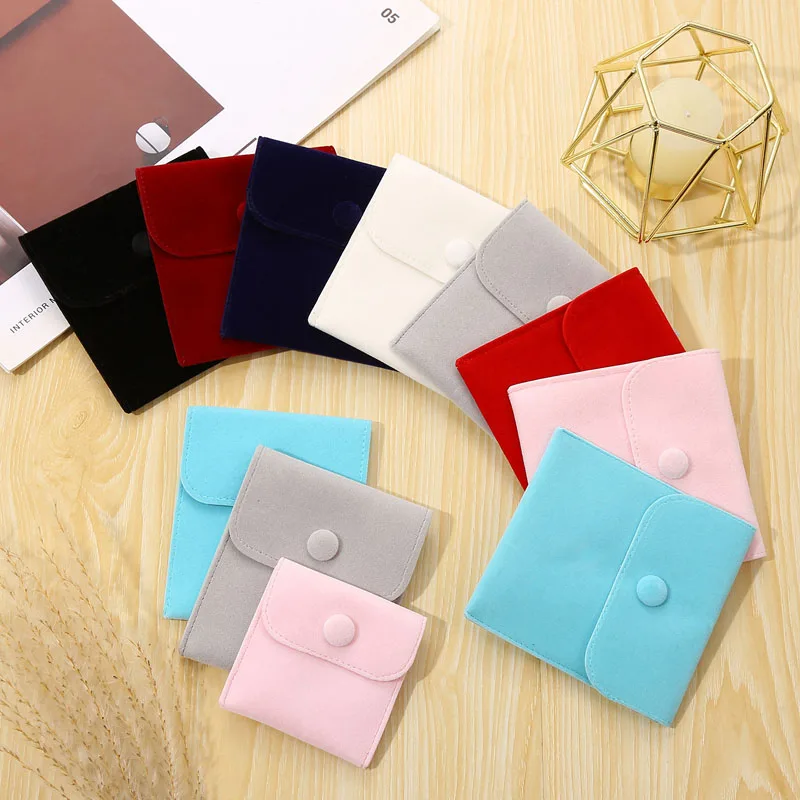 20pcs/lot 7*7, 8*10, 10*10cm Jewelry Snap Bag Ring Necklace Storage Bags Christmas Wedding Gift Pouches Small Button Sack