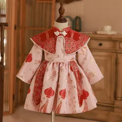 Chinese style baby girl one year old dress Zhuzhou cheongsam New Year clothes nationalspring and autumn long sleeve