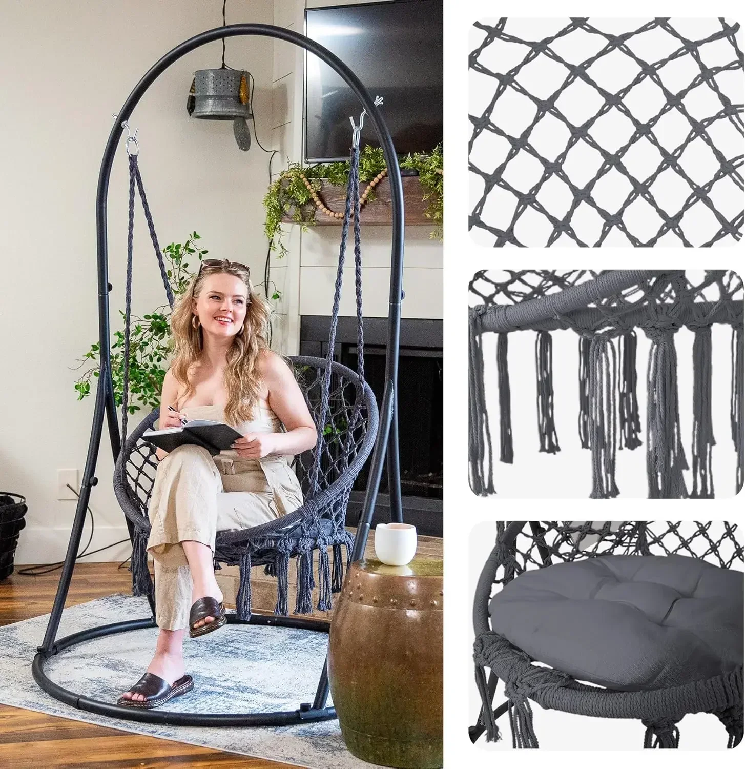 [New Arrival, Free Shipping!]High quality  Indoor Hammock Swing Chair with Stand, Hanging Chair Outdoor with Stand, 330 lbs Capa