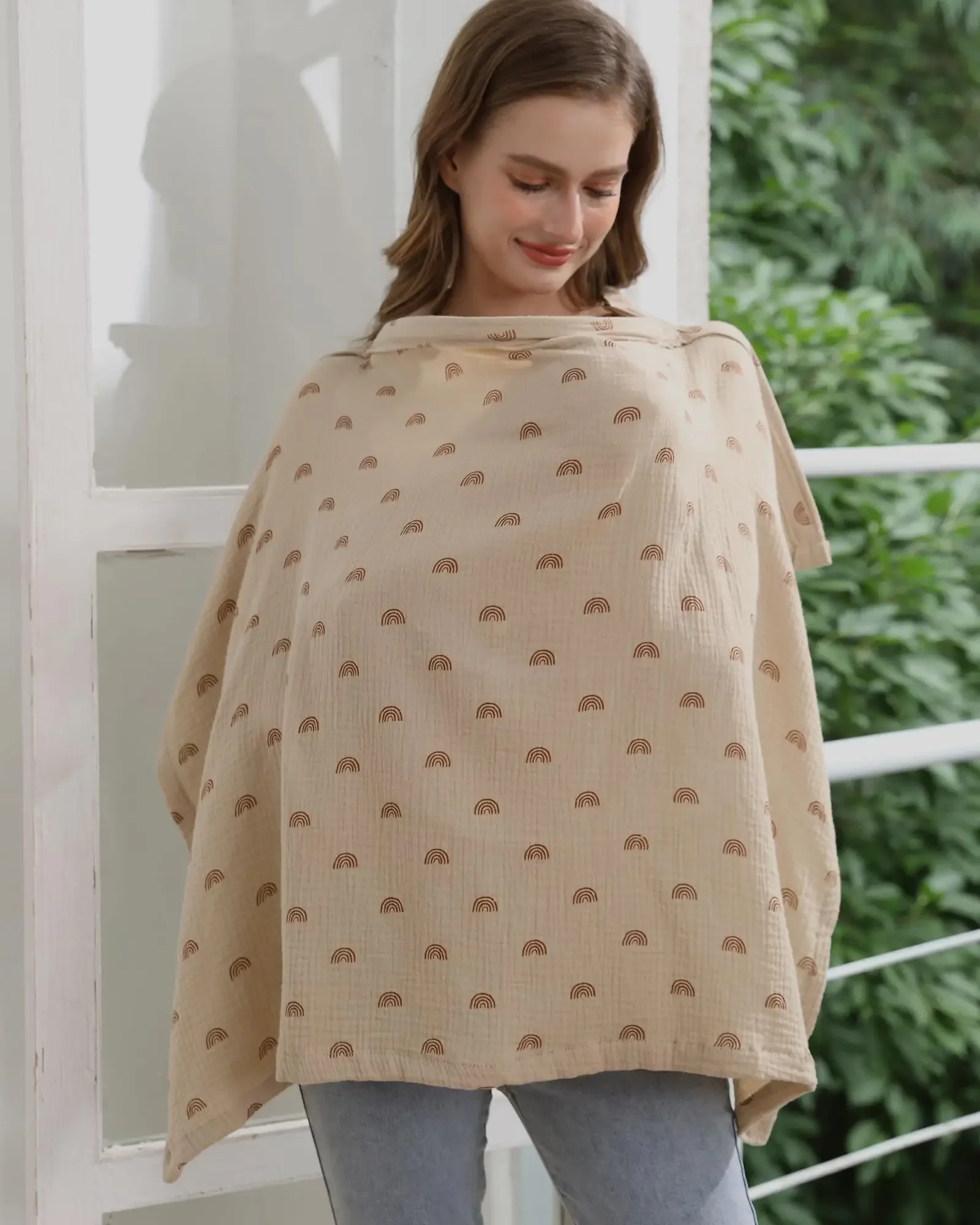 غطاء رضاعة من الموسلين للأمهات المرضعات مع طوق صلب، 100% قطن، غطاء للرضاعة الطبيعية خفيف الوزن وجيد التهوية