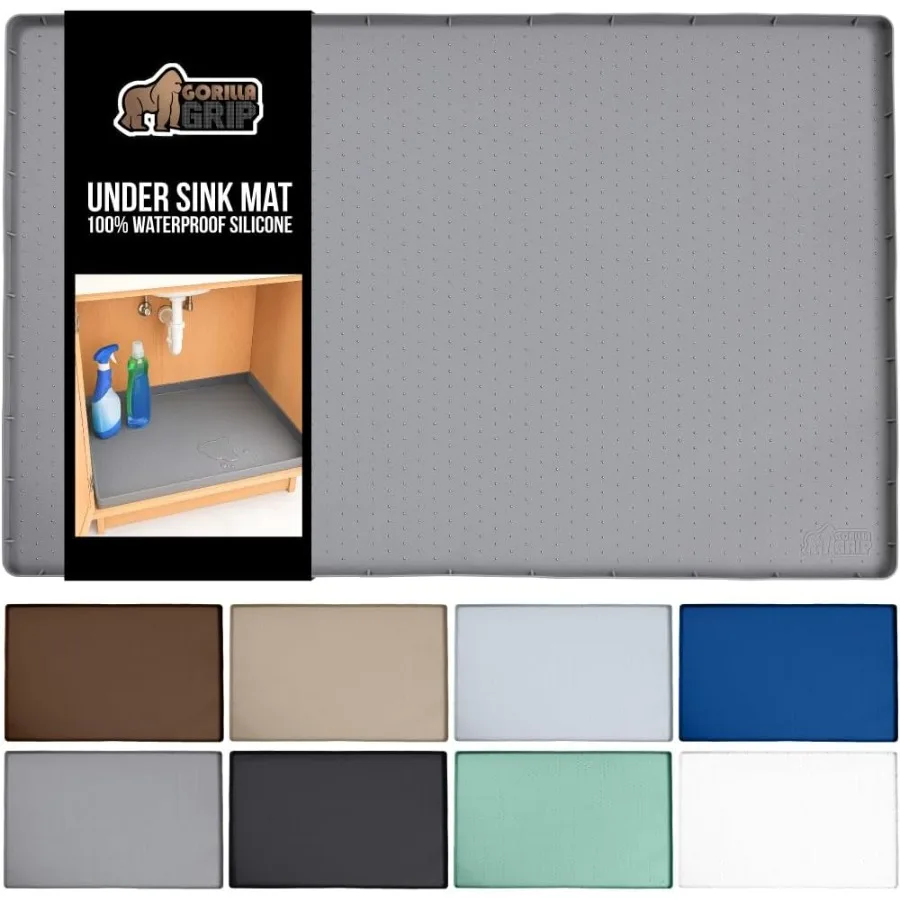 

Waterproof Silicone Under Sink Mat with Raised Lip for Kitchen and Bathroom 34 x 22 in Cabinet Shelf Liner Stay in Place Mats D