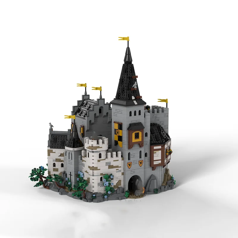 3934 MOC 中世の城建築：レイヴンズ・ネストモデル、DIY組み立てブロック玩具、子供の誕生日プレゼント。