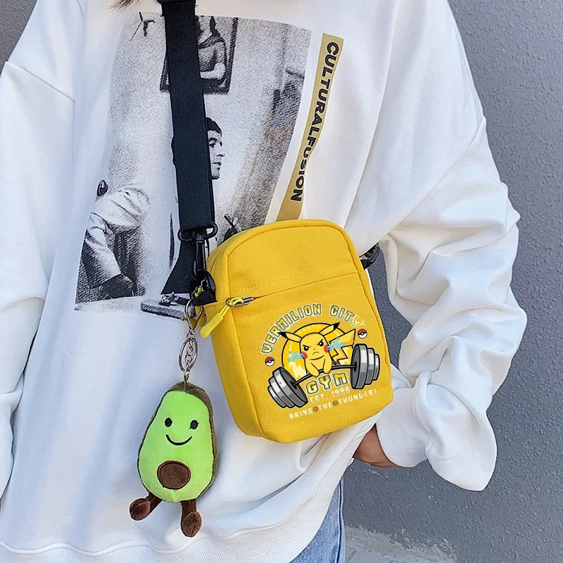 Pokemon Shoulder Bag Versatile Boys Mobile Phone Satchel Cartoon Anime Pikachu Charmander Crossbody Bags Casual Climbing Purse