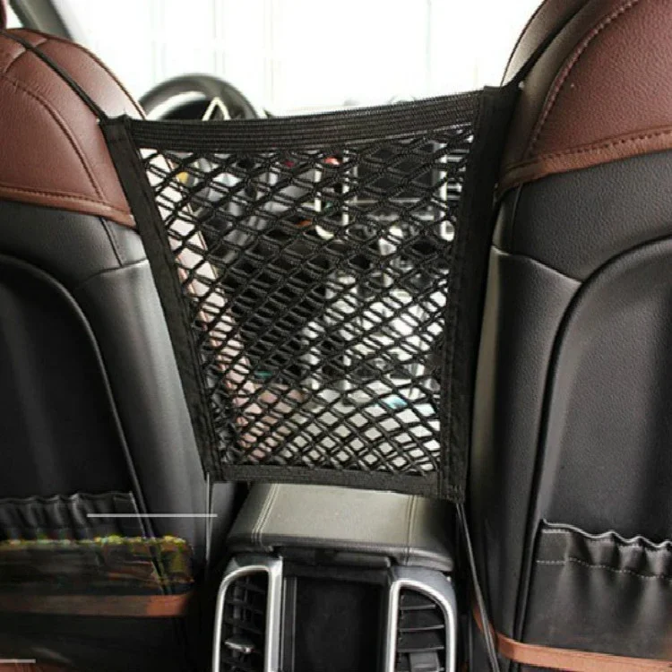 Car Net Organizer Standard Between Seat Mesh Storage Net with Pockets Front Seat Dog Barrier for Cars Trucks Three Layers 1PCS