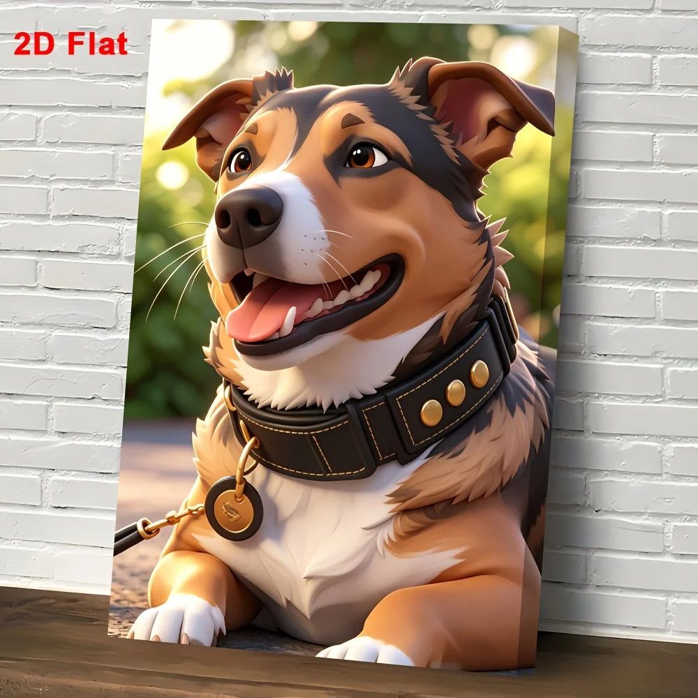Custom Pet Photo To Comic Style Canvas Painting Personalized 2D Flat Pet Portrait Wall Art Home Decor Unframed