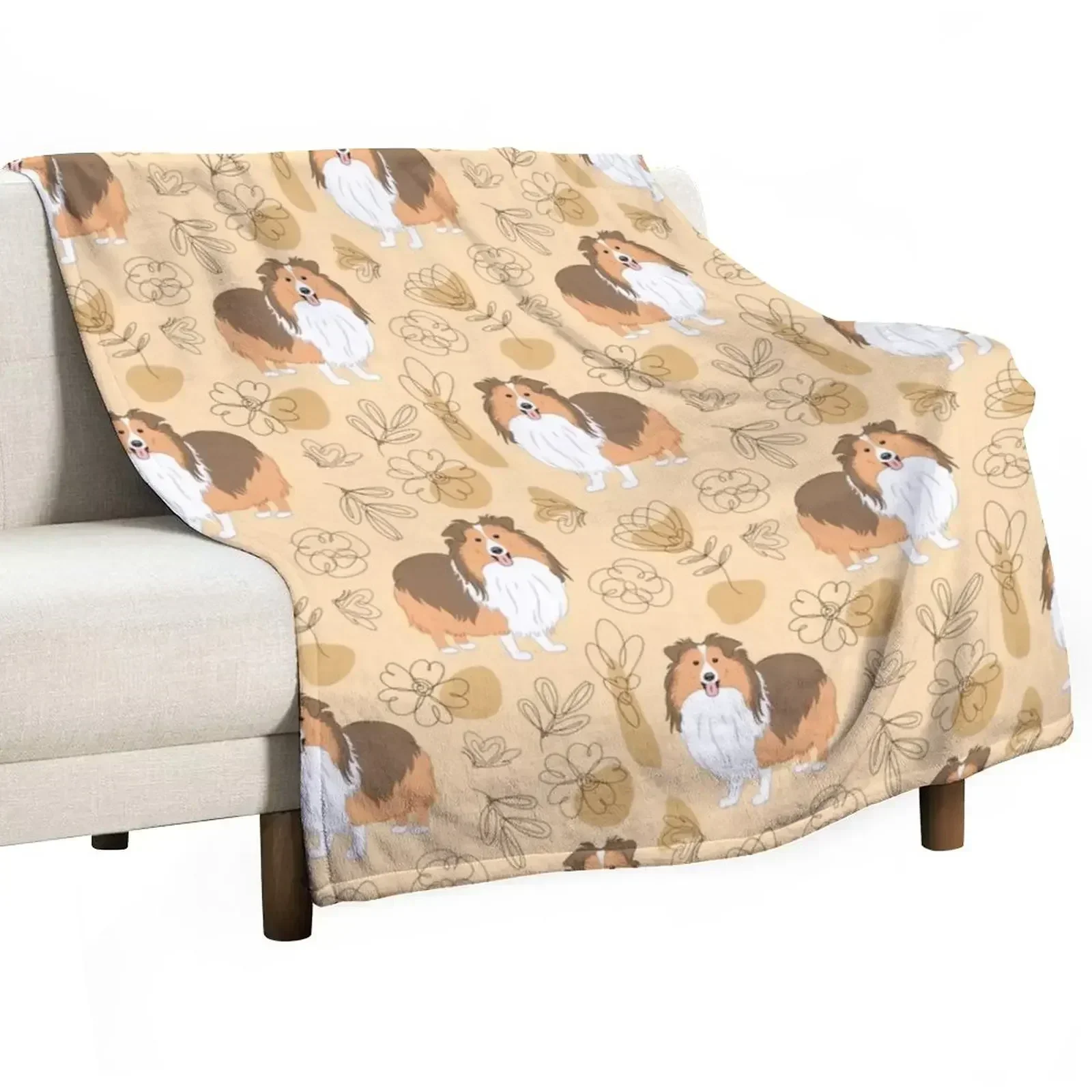 

Cute Sable Sheltie Dog Shetland Sheepdog Throw Blanket Soft Decorative Sofa Blankets