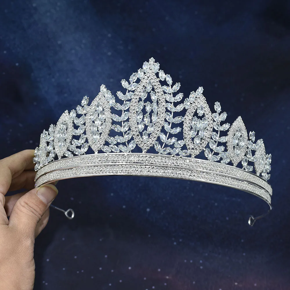 A355 Wedding Crown Bride Headdress Princess Crowns Zircon Diadem Pageant Headwear Party Bridal Hair Accessories Jewelry Gift