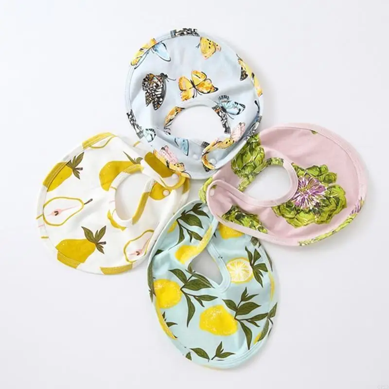 

Q22D Baby Feeding Drool Bib Saliva Towel Scarf Bandana Soft Cotton Button Burp Cloth for Newborn Toddler Boys Girls Shower