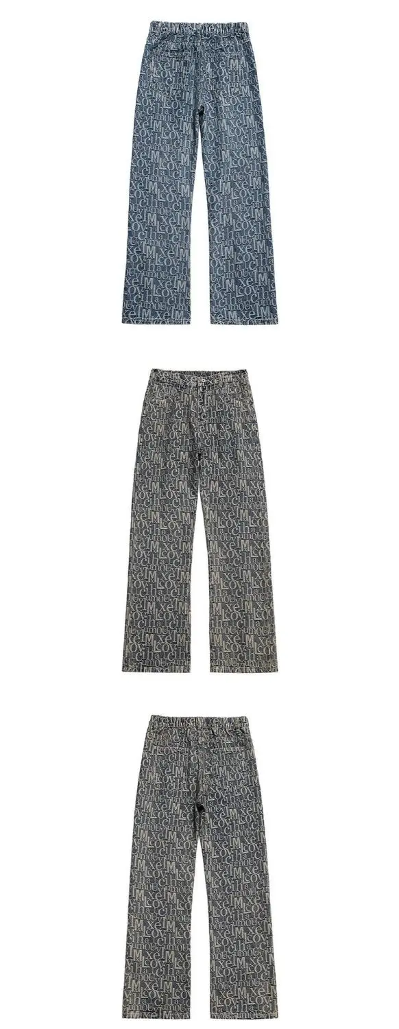 Jeans men's summer niche design pants American high street v straight micro-pull pants