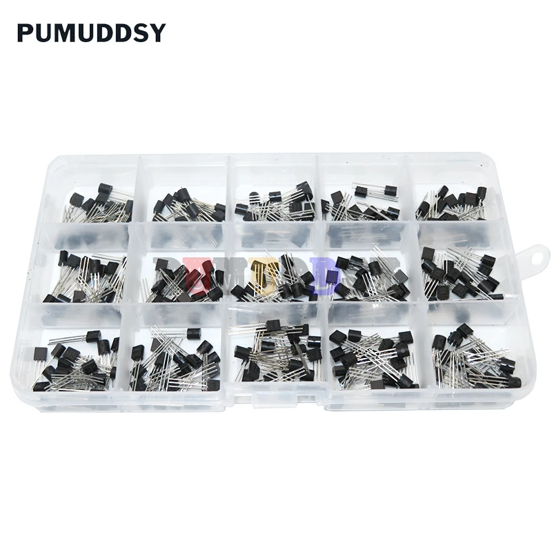 300pcs 15value X 20pcs Transistor To-92 Assortment Box Kit Transistors 2n2222 2n3904 2n3906 C945 S8050 S8550 S9014 S9013 9018