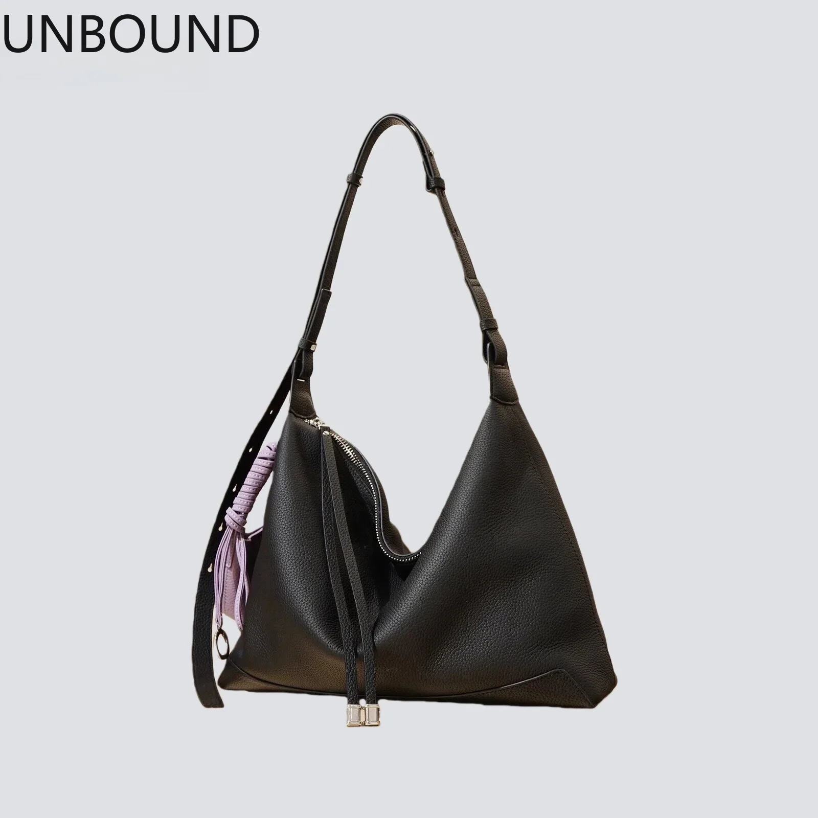 

UNBOUND new genuine leather women tote large capacity bag commuter top layer cowhide underarm shoulder soft with mini pouch set