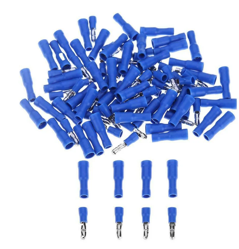 50pcs Blue Male Female Bullet Insulated Connector Crimp Terminals Wiring Cable Plug FRD2-156 FRD2.5-156 MPD2-156 MPD2.5-156 Hot