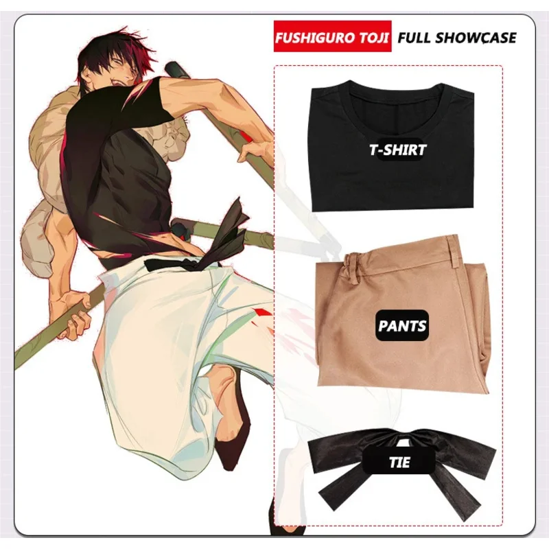 Anime Jujutsu Kaisen Fushiguro Toji Cosplay Costume Aldult Unisex Pants Wig Halloween Rave Combat Fushiguro Cosplay Costumes