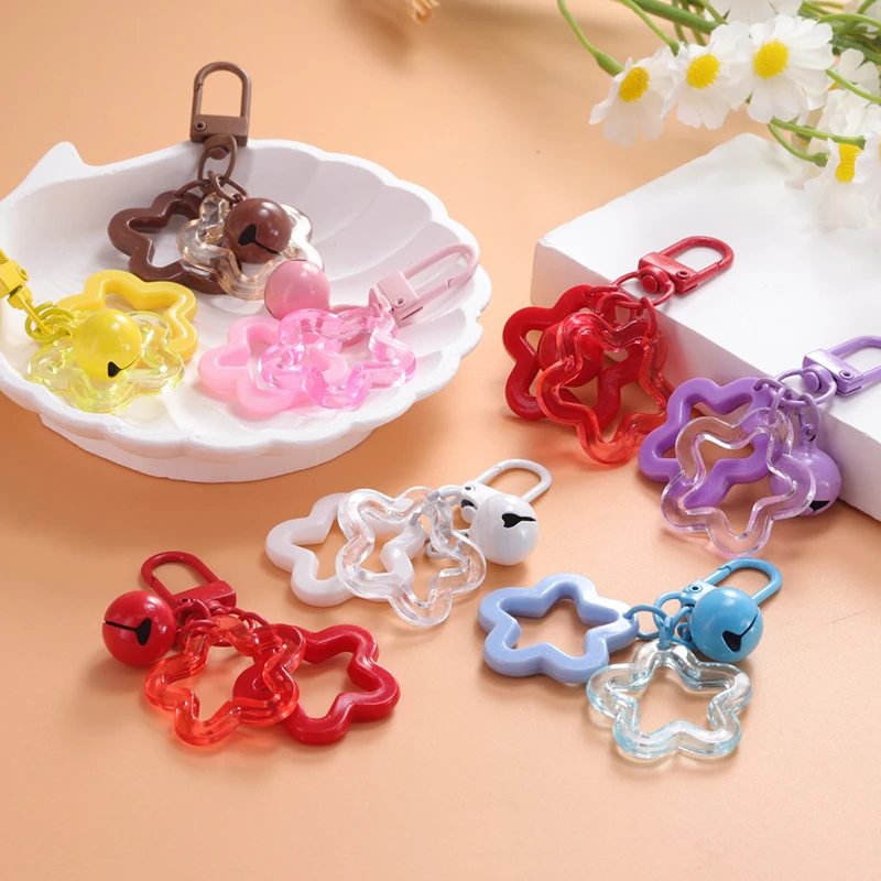Porte-clés en acrylique créatif, design étoile creuse, mignon, pour hommes et femmes, breloque de sac, accessoires de voiture, bijoux, cadeaux