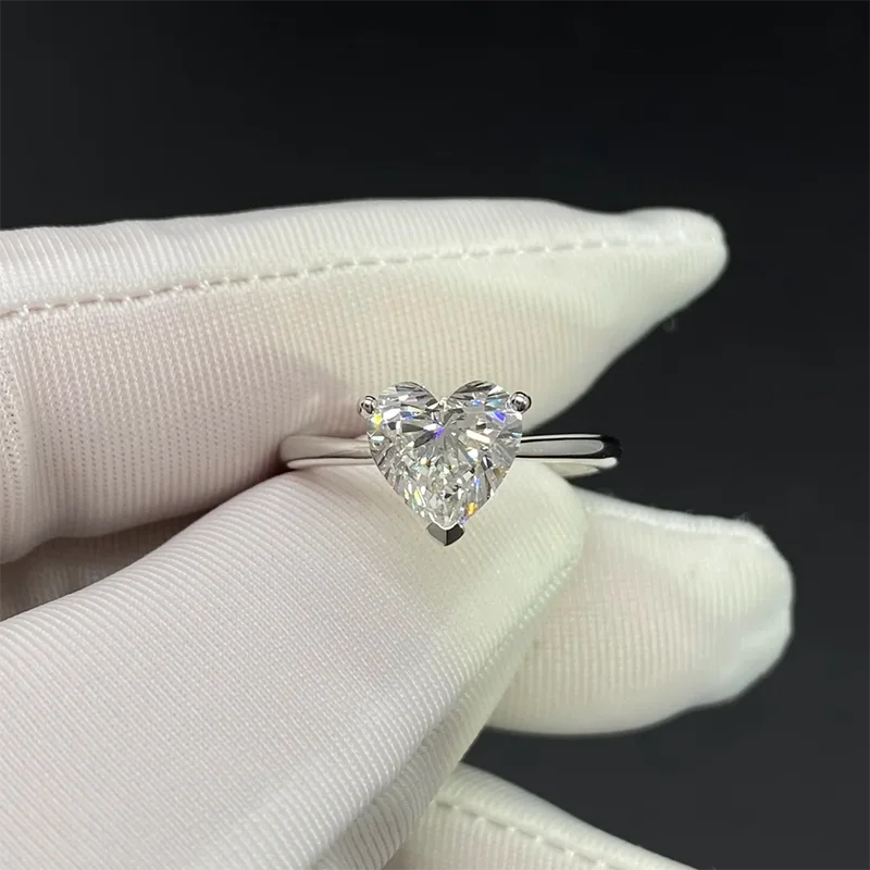 2Ct E/VS Heart IGI Certified CVD&HPHT Lab Grown Diamond Single Diamond Ring 10K Gold Wedding Engagement Ring