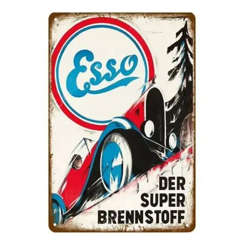 Esso Tin Sign Classic Car Retro Automotive Man Cave Wall Decor