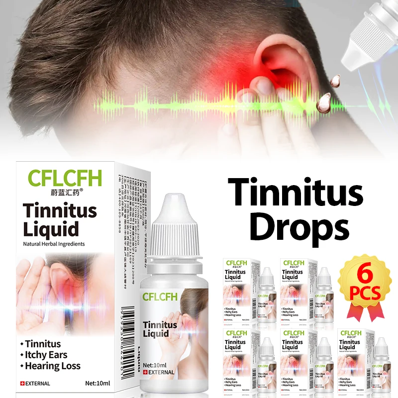 

6pcs Earache Relieving Medicine Tinnitus Treatment Drops 10ml Ear Ringing Relief Oil Hearing Loss Improvement Otitis Media Cure