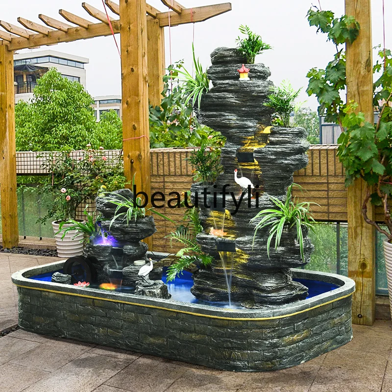 

Large rockery, flowing water fountain, outdoor courtyard garden, water feature decoration, fish pond floor ornament