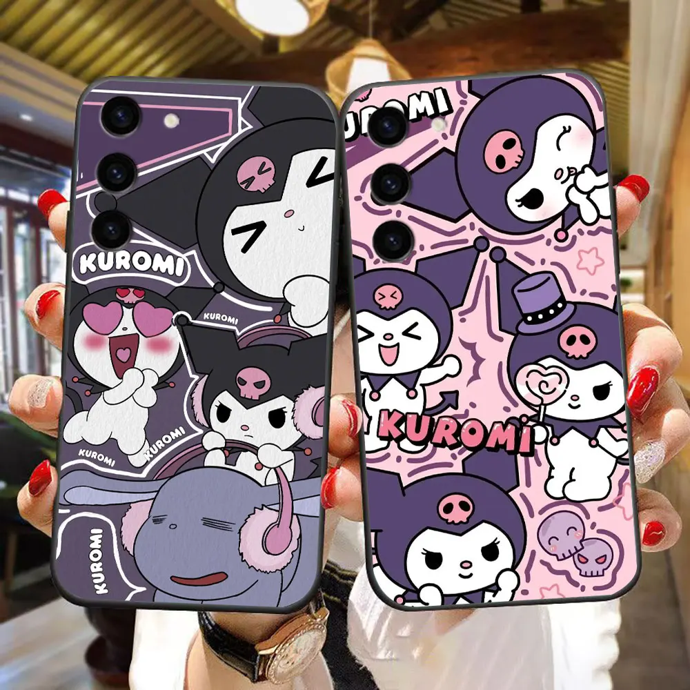 Cartoon Kawaii K-Kuromi Phone Case For Samsung Galaxy S24 S23 S22 S21 S20 FE S10 S9 LITE PLUS ULTRA Black Case Funda Shell Cover