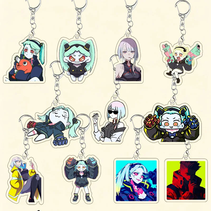 Cyberpunk Acrylic Keychain Edgerunners Rebecca Lucy David Anime Bag Pendant Anime Cartoon Decor Accessories Keyring Student Gift