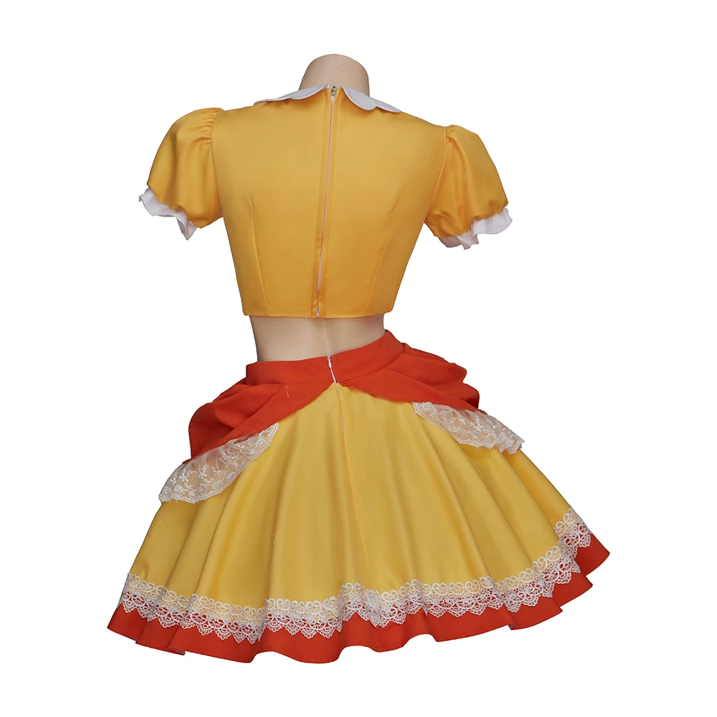 

Daisy Cosplay Game Costume Women Sexy Cute Orange Crop Top Skirts Suit Halloween Carnival Party Comic Con Princess Lolita Dress