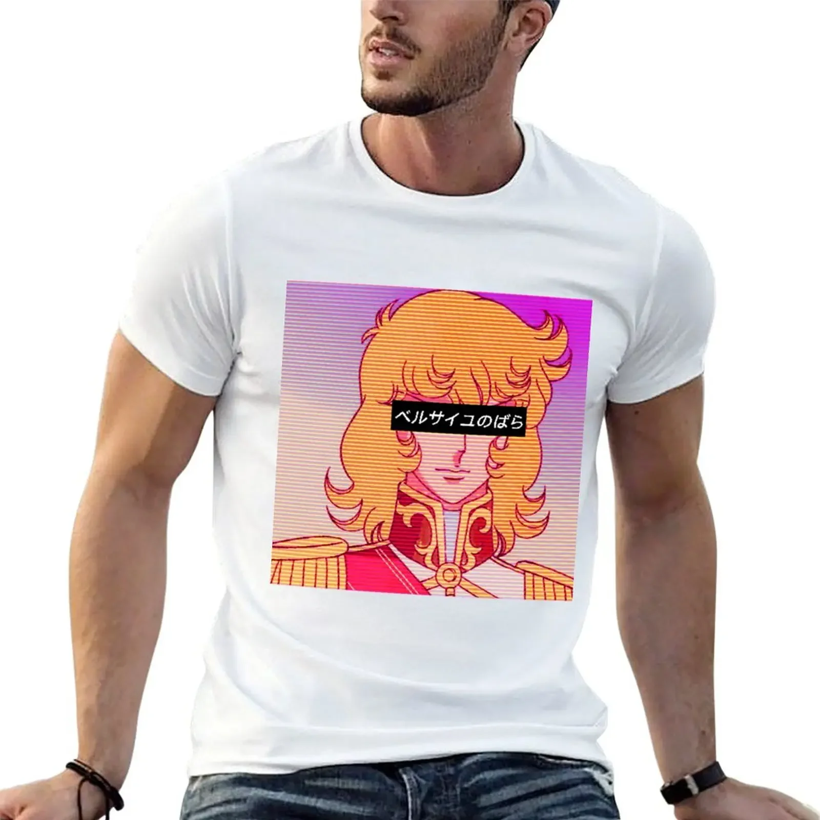 Rose Of Versailles Vapor Wave Fan Art T-Shirt blue archive tshirts personalised clothing for men