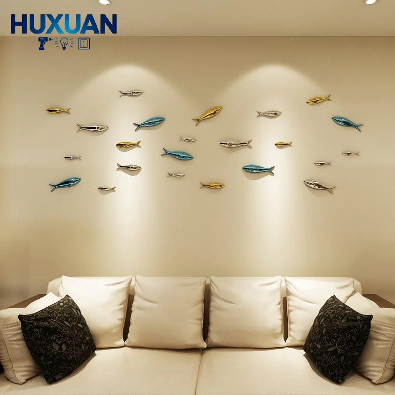 Wall Decoration Electroplating Simulation Fish Stone Pendant Stereo Wall Hanging Living Room Wall Pendant Background Decor