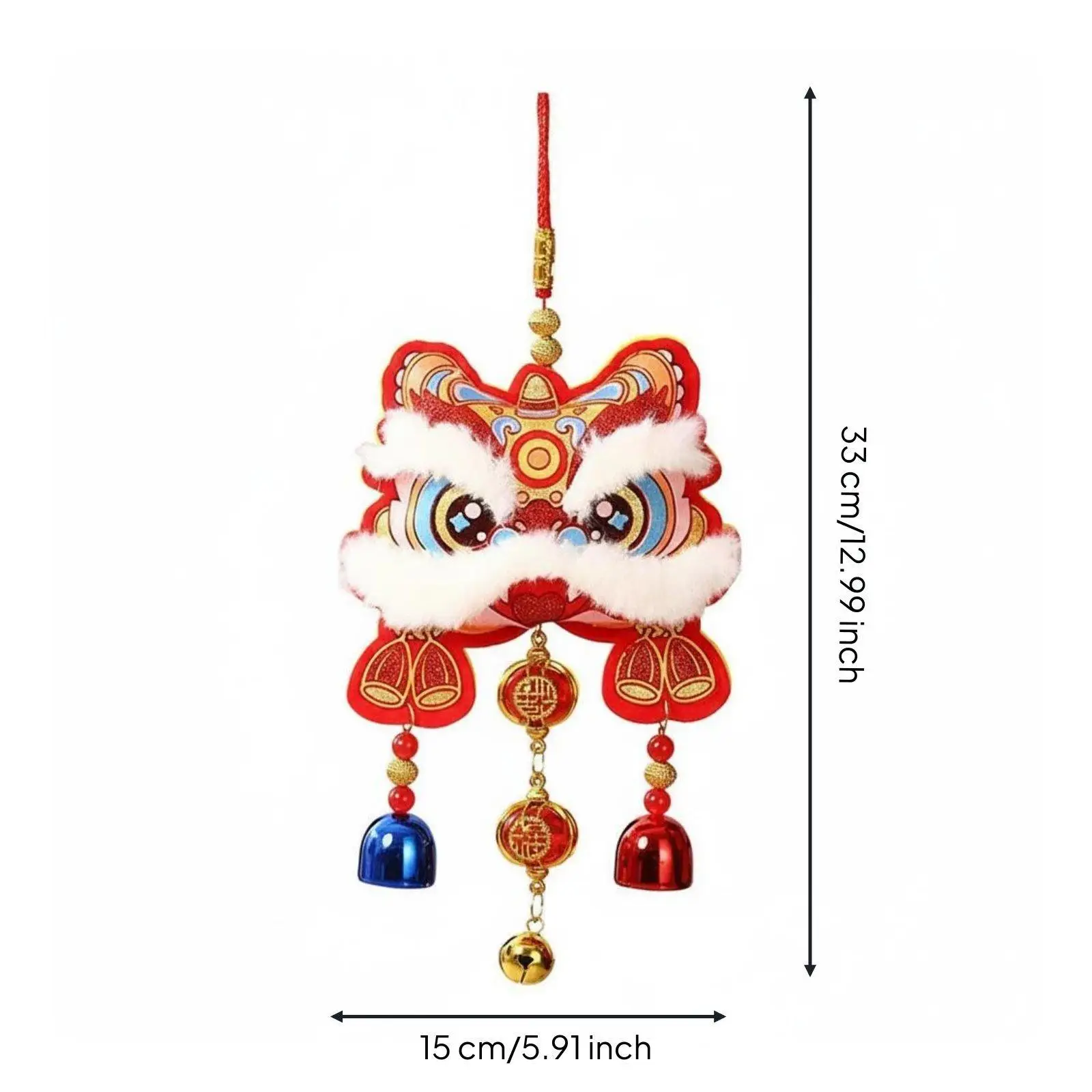Lion Hanging Pendant Red Gold Elegant Decoration Oriental Decorative Pendant for Spring Festival Wall Decor and Doorway