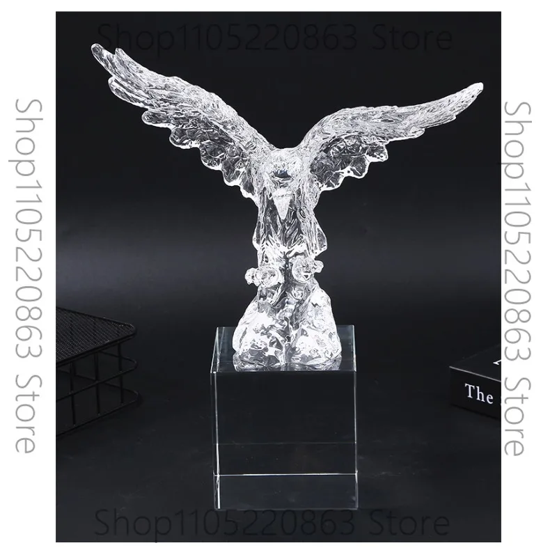 New Grand Exhibition Crystal Eagle Crafts Office Home Furnishing Ornament Flying Eagle Eagle Carving Gift Crystal Ball