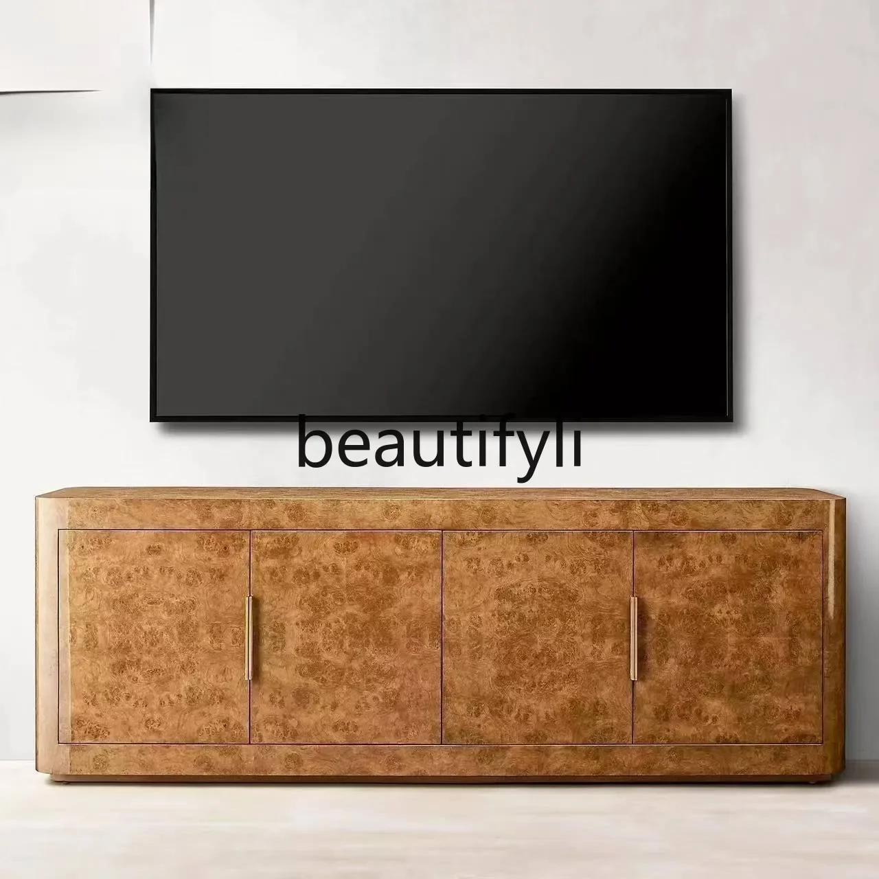 CC American rural light luxury solid wood with pumped tree tumour bark living room TV cabinet storage cabinet furniture